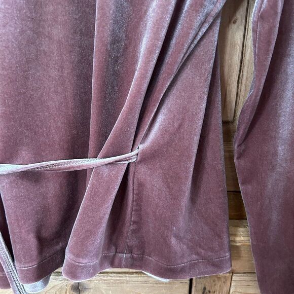 Madewell Small Blouse Taupe Pink Velvet Ballet Wrap Top Long Sleeve Tie Shirt - Picture 9 of 10